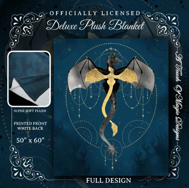 Fourth Wing blanket featuring Violet Sorrengail's dragon relic design